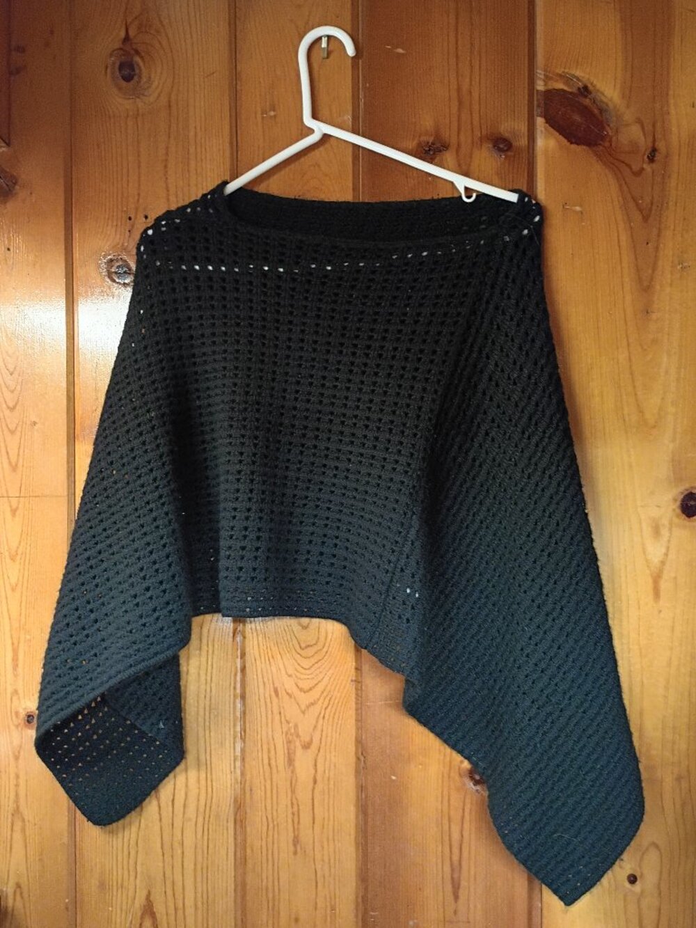 Vintage Y2K Black Knit Pullover Shawl Poncho Casual Corner OS Goth Emo